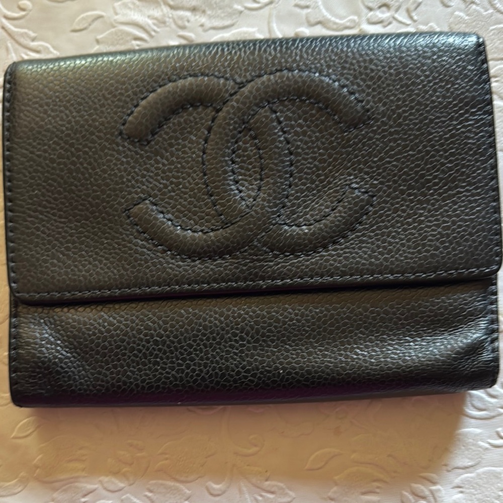 Chanel Black Calfskin Leather Wallet Classic Design